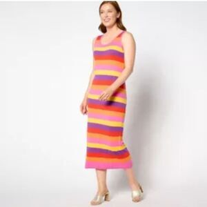 Attitudes by Renee Petite Stripe sleeveless  Sweater Dress size XSP
